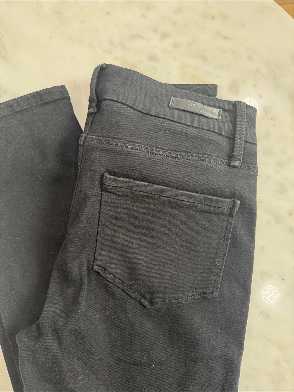 PAIGE Women's Black Straight Leg Jeans - Back Pocket Detail